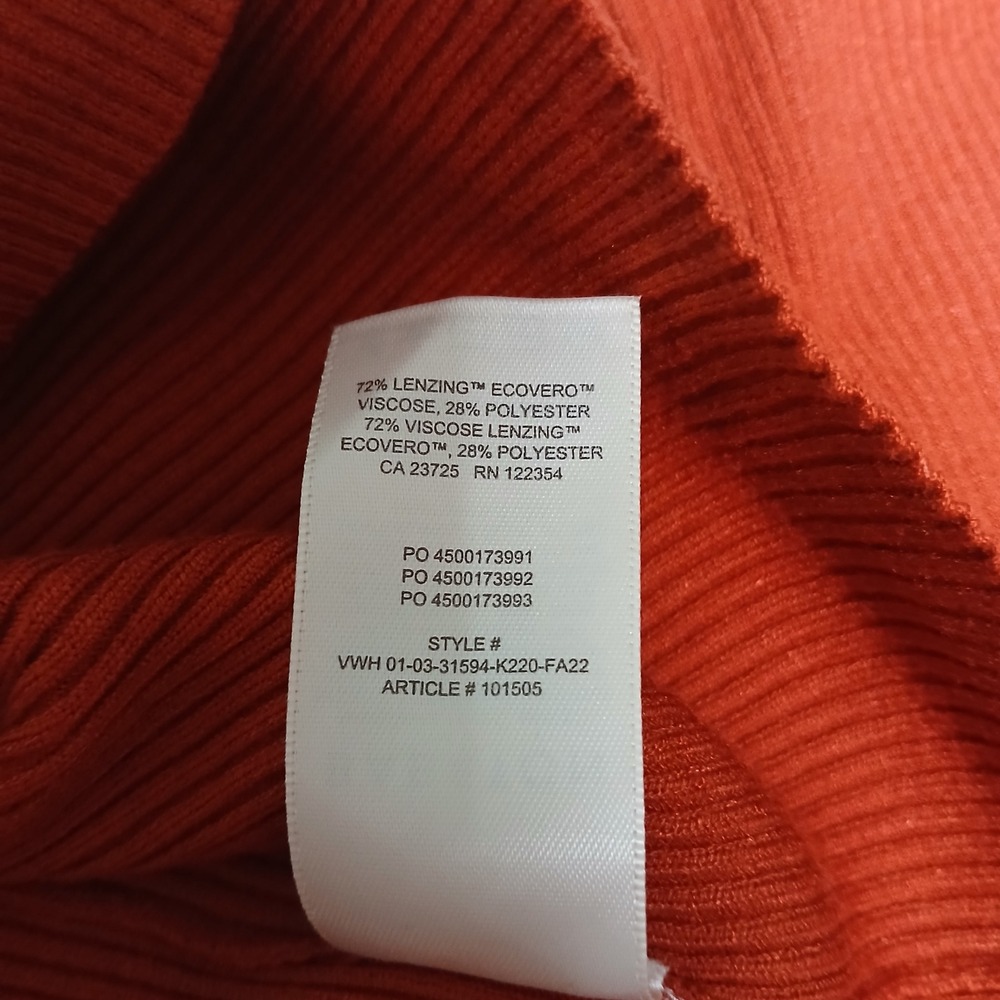 BABATON Orange Ribbed V Neck‎ Collar Long Sleeve Sweater Knit Top XL - Picture 8 of 10